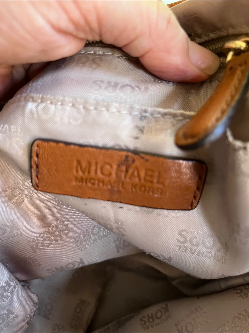 Michael Kors Tan Brown Signature Logo Shoulder Bag